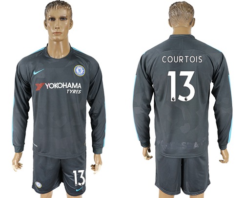 Chelsea #13 Courtois Sec Away Long Sleeves Soccer Club Jersey - Click Image to Close